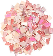 Pink Mixed Irregular Mosaic Glass Mosaic Tiles Pieces, 300 Grams Mosaic DIY Set