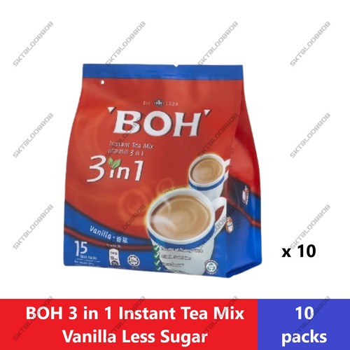 10 x BOH 3 in 1 Instant Tea Mix Vanilla Less Sugar (15's) Malaysian Teh Tarik - 第 1/6 張圖片