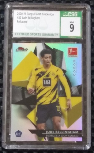 2020-21 Topps Finest Bundesliga Rookie rifrattore #32 Jude Bellingham RC 2 CSG 9 - Foto 6 di 6