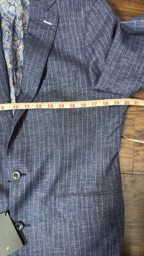 NWT J. Hilburn 100% Wool 40R Single Breasted Striped Blazer Sports Coat Blue - Picture 10 of 11