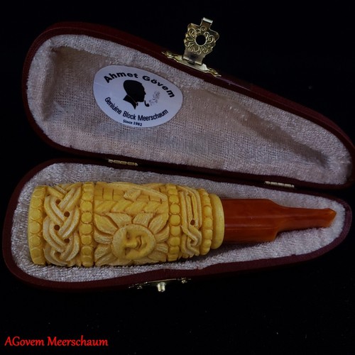Porte-cigare maçonnique en écume de mer sculpté à la main, cadeau franc-maçonnerie, Shriner AGM-1292 - Photo 3/12