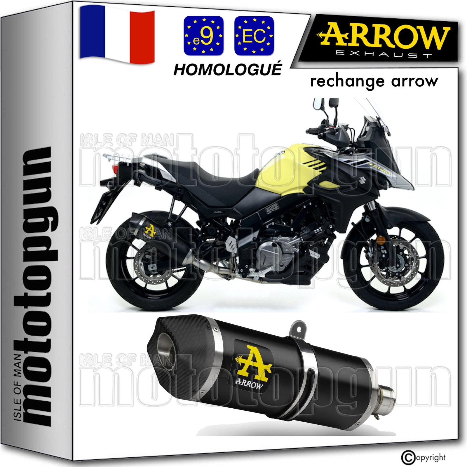 Pot echappement Arrow noir C Race-Tech pour voyager en V-Strom 650 2019