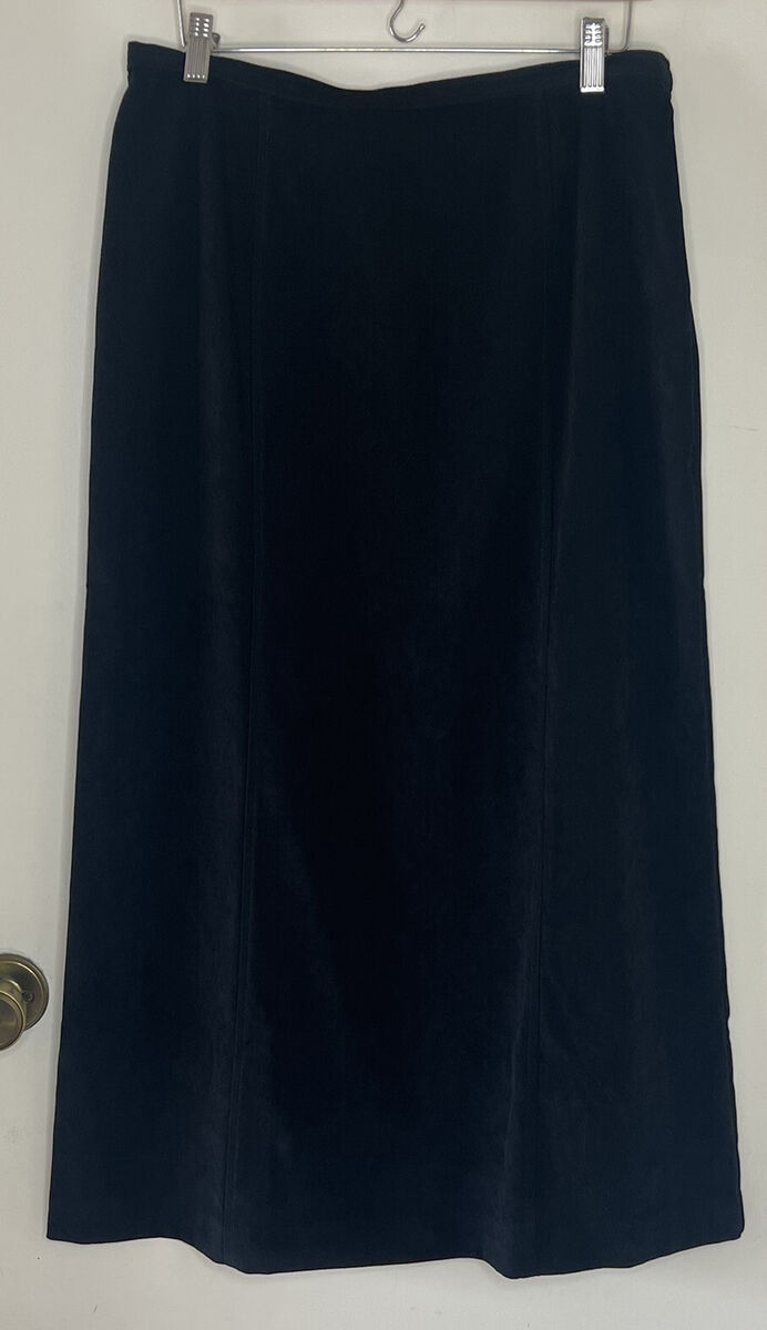 LL Bean Sz 12 Womens Black Faux Suede Maxi Skirt Modest LL Bean Sz 12 Womens Black Faux Suede Maxi Skirt Modest