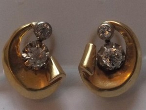 Antique 18ct Gold Cushion Cut Diamond Earrings Ebay