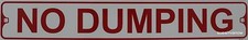 Metal Street Sign No Dumping Basement Yard Garage Home Decor 3"x18"