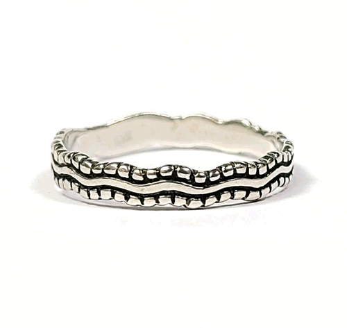 Carolyn Pollack Sterling Silver Dotted Squiggle Life Band Ring Size 9