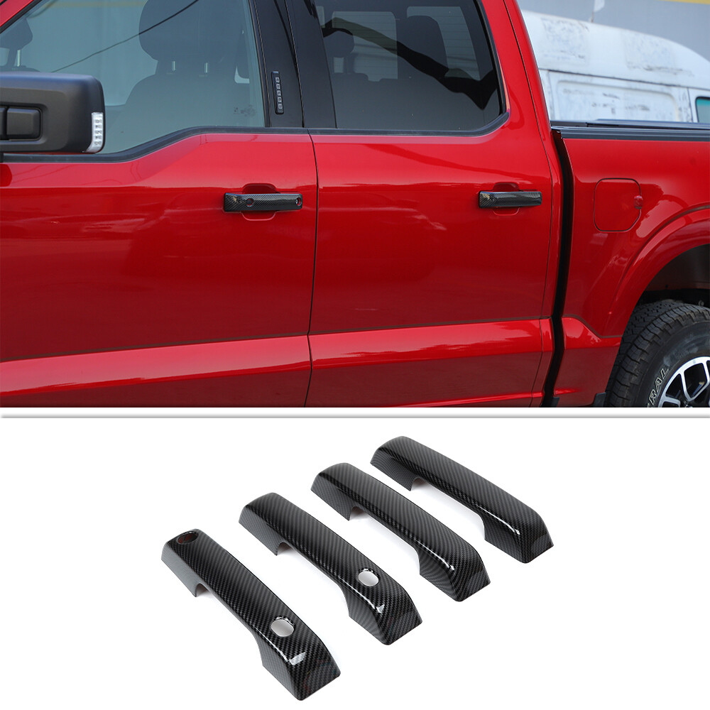Carbon Fiber Door Handle Decor Cover Trim Bezels For Ford F150 2021+ Accessories