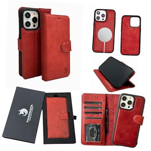 Vegas Wallet Phone Case Compatible with iPhone 15 6.1in – Elegant Full Red