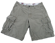 American Eagle Men's Cargo Shorts Waist 34 Army Green Flat Front 6-Pocket