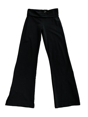 KOS USA Black Foldover Waist Bootcut Leg Yoga Fitness Pants Sz L