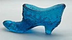 Vintage Fenton Colonial Blue Daisy Glass Slipper Shoe