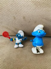 Vintage Walking Smurf Galoob Wind Up 1980 Peyo Figure/ Tennis 1978 Smurf Scheich
