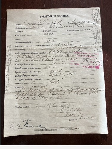 1919 WWI Discharge Papers American Expeditionary Forces Lorraine Lucey France - Picture 2 of 7