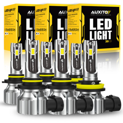 H11 9005 9006 LED Combo Headlight Fog Light Kit High Low Beam Bulb White 6000K