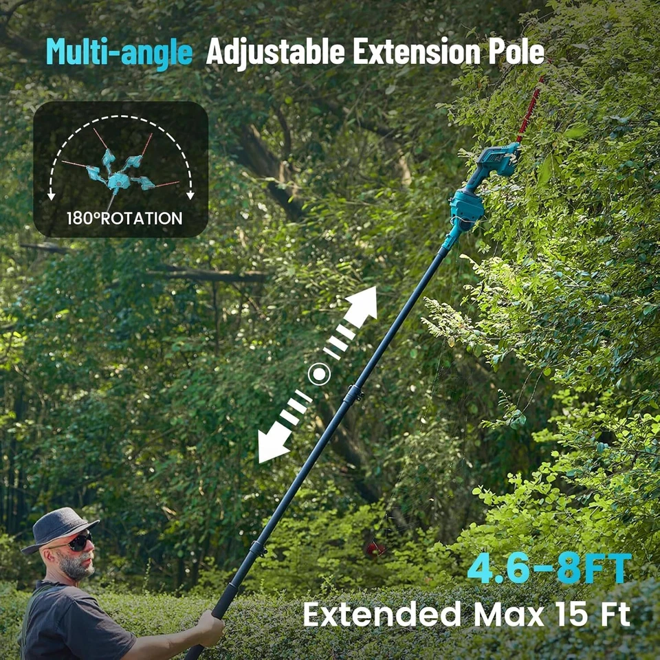 Kit combinado de tijeras de pote y cortasetos inalámbricas para sierra de poste alcance de 16 pies 2x4,0 Foto 4 de 4