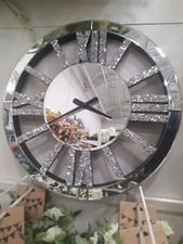 40X40Cm Mirrored Crushed Crystal Wall Clock Loose Diamond Crystal Mirror Wall