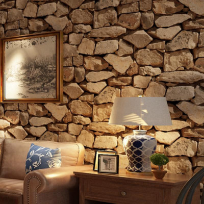 3D Print Stone Effect Wallpaper Retro Industrial Style Pvc Wall Paper for Room