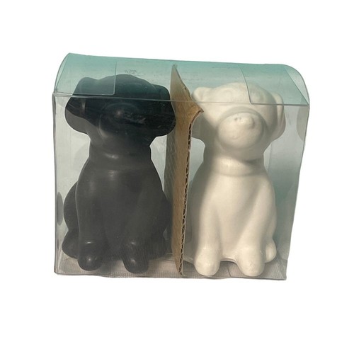 Adorable Black and White Dog Salt and Pepper Shakers Set Ceramic