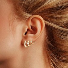 Gold Hoop Earrings Set   6 Pairs, 14K Plated, Hypoallergenic for Women