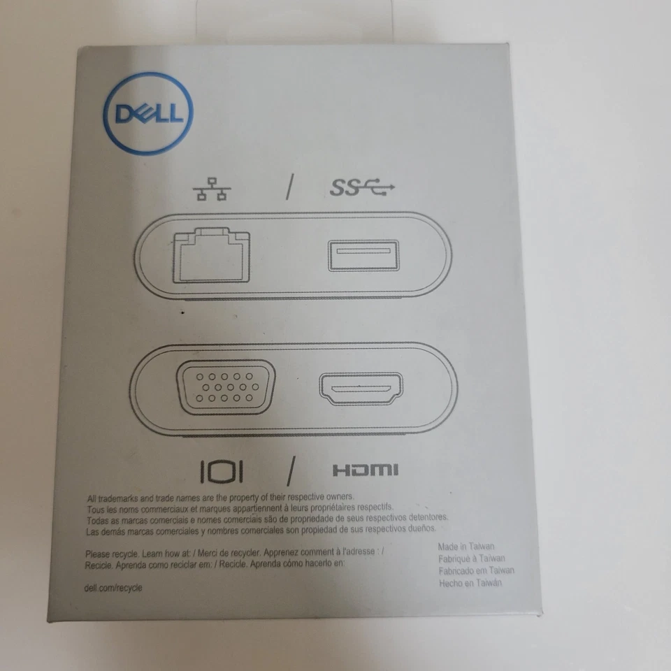 New Dell JF19J USB-C Adapter to HDMI USB 3.0 RJ45 Ethernet VGA Hub DA200 - Image 2 of 4