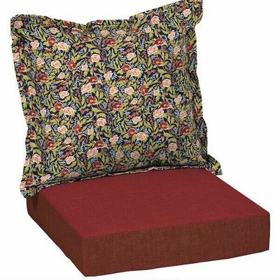 Artsy Floral Red Deep Seat Cushion Outdoor Patio Pool Yard Chair