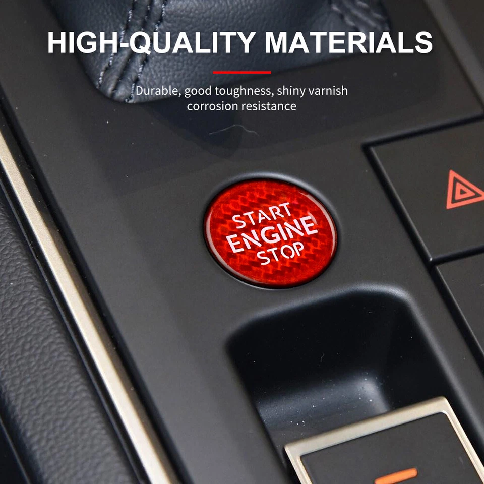 For Volkswagen Touareg Carbon Fiber Engine Start Stop Button Cover 2019-2021 - Image 4 of 4