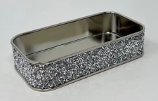 BATH BODY WORKS SPARKLING GLITTER MIRROR CARE JEWELRY TRAY PLATE PERFUME HOLDER