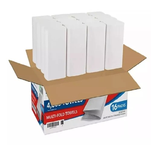 Marathon Multifold 1-Ply Paper Towels, White, 9.2" X 9.4" 250 Towels/Pk., 16 Pks - Picture 4 of 5