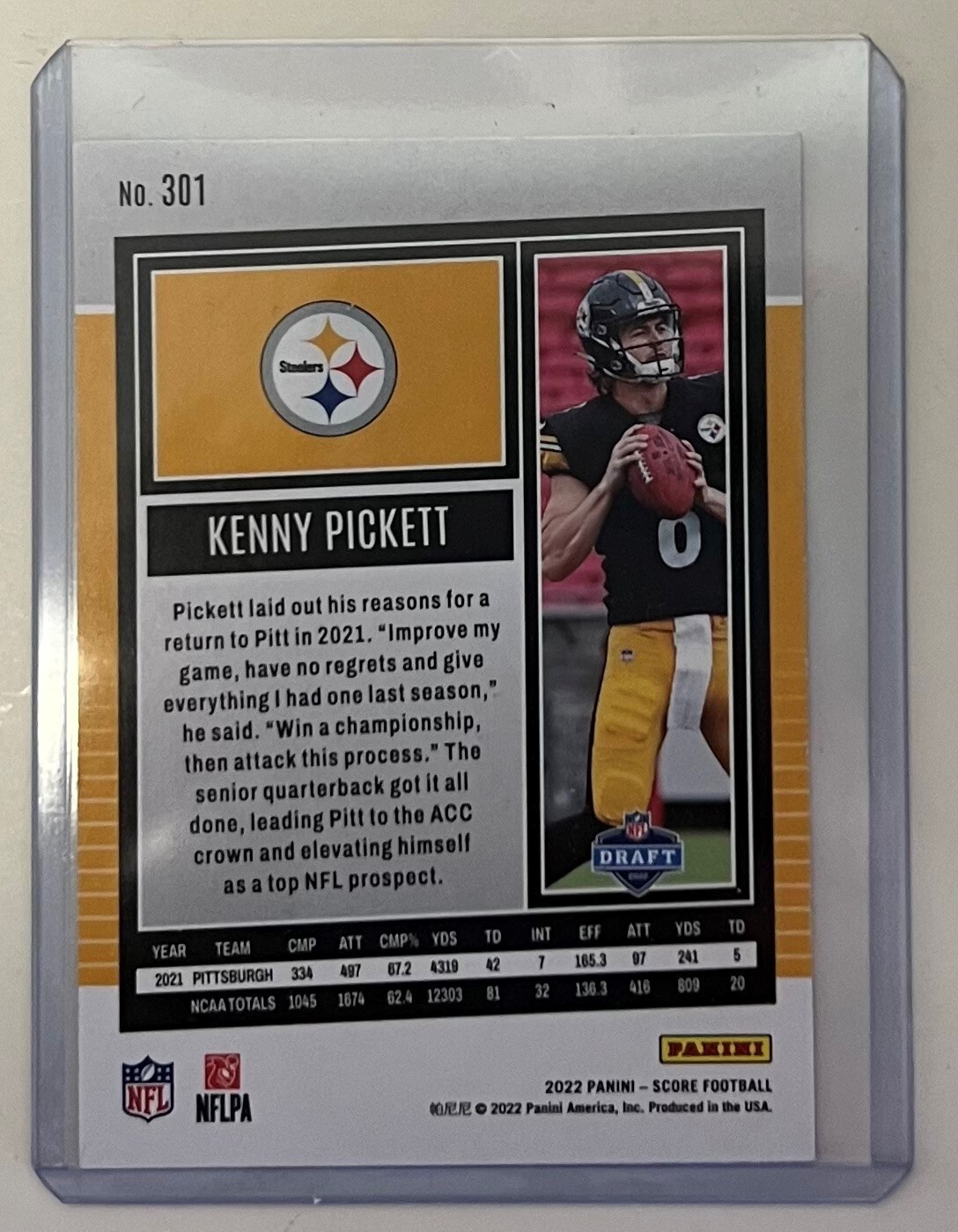 2022 Score Kenny Pickett Rookie Card 301 Pittsburgh Steelers eBay