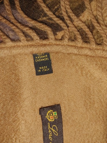 Loro Piana 100% 2X Luxury Cashmere Scarf Shawl Brown Floral 58in Sq Fringe EXC - Picture 3 of 8