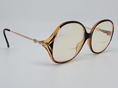 Vienna Line 1367 Black Crystal Gold Vintage Round Retro Eyeglasses