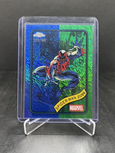 2025 Topps Chrome Marvel Spider-Man 2099 Blue & Green Shimmer 120/199 #112