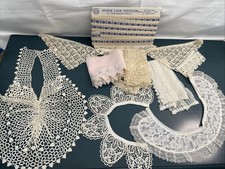 Lot Of 10 vintage crochet lace trim collars, Huber Lace Victorian