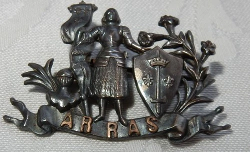 WW1 ARRAS FRANCE BATTLEFRONT MILITARY SWEETHEART BADGE BROOCH WORLD WAR I