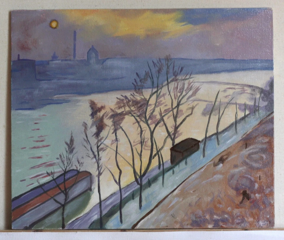 pinturas al óleo hechas a mano 10"x12" después de Albert Marquet paisaje original París Foto 2 de 3