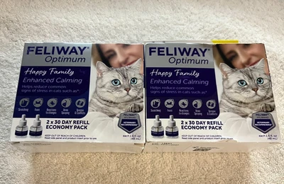 4X Feliway Optimum Enhanced Calming Diffuser Refill, 48 mL Each 08/2026+