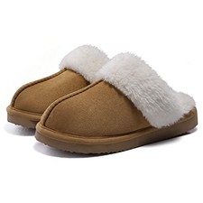 Women's Fuzzy Memory Foam Slippers Fluffy Winter House Shoes 8-8.5 Chestnut