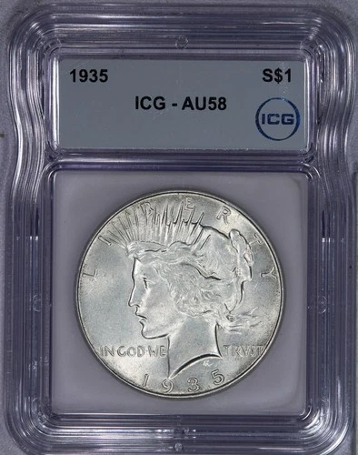 1935 Peace Dollar S$1 ICG AU58