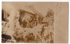 1918 RPPC Soldiers Dig Out Bombed House Martin France AZO Real Photo Postcard #2