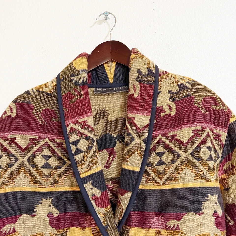 Vintage 90s New Identity Running Horses Tapestry Jacket Size S Western Cowgirl  - Image 3 of 4
