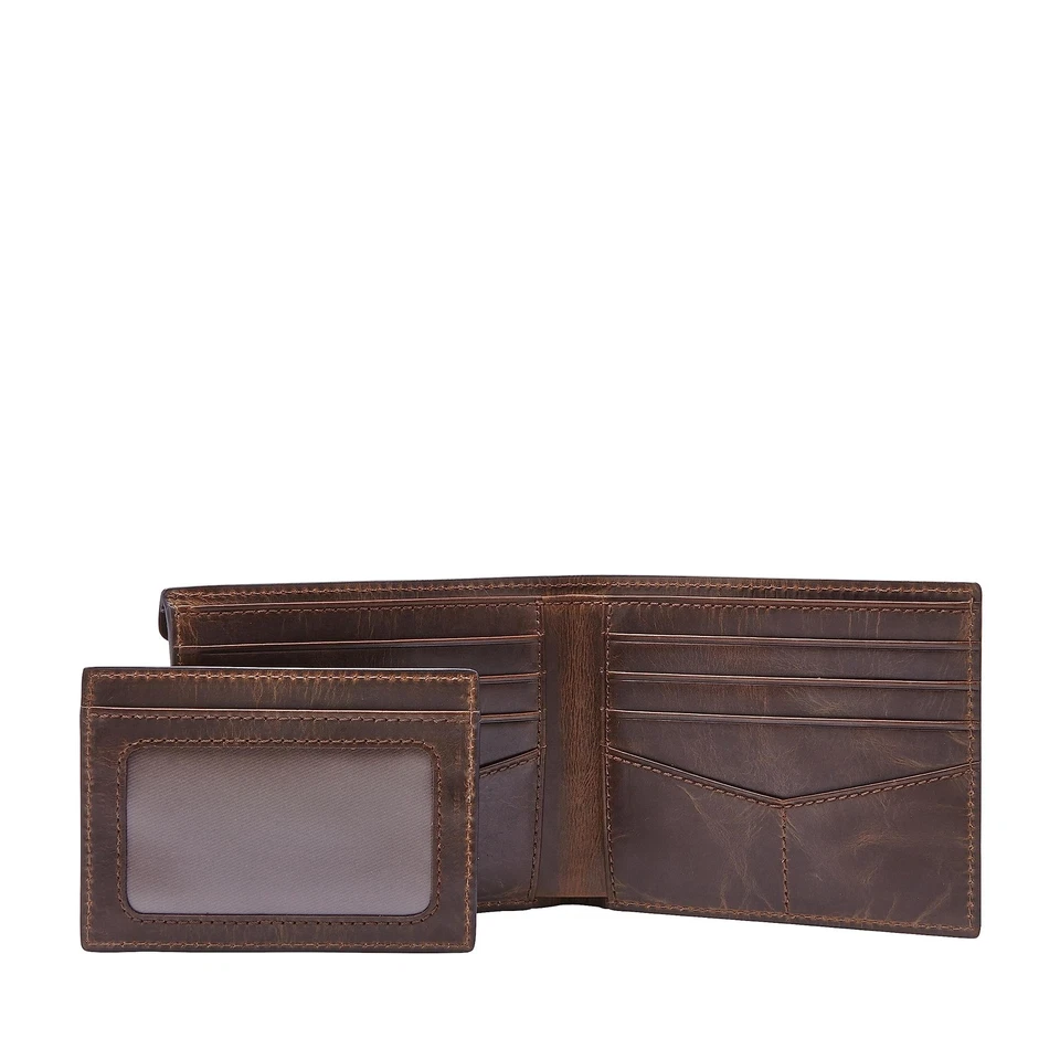 Fossil Derrick Masculino Couro Bifold Deslizante 2 em 1 com Estojo de Cartão Removível Com... - Imagem 3 de 4