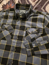 Dixxon Flannel Co The Bolt Long Sleeve Gray Black & Yellow Men's Size Large EUC