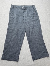 Pure Jill Pants Womens Medium Gray Linen Cotton Cropped Wide Leg Drawstring