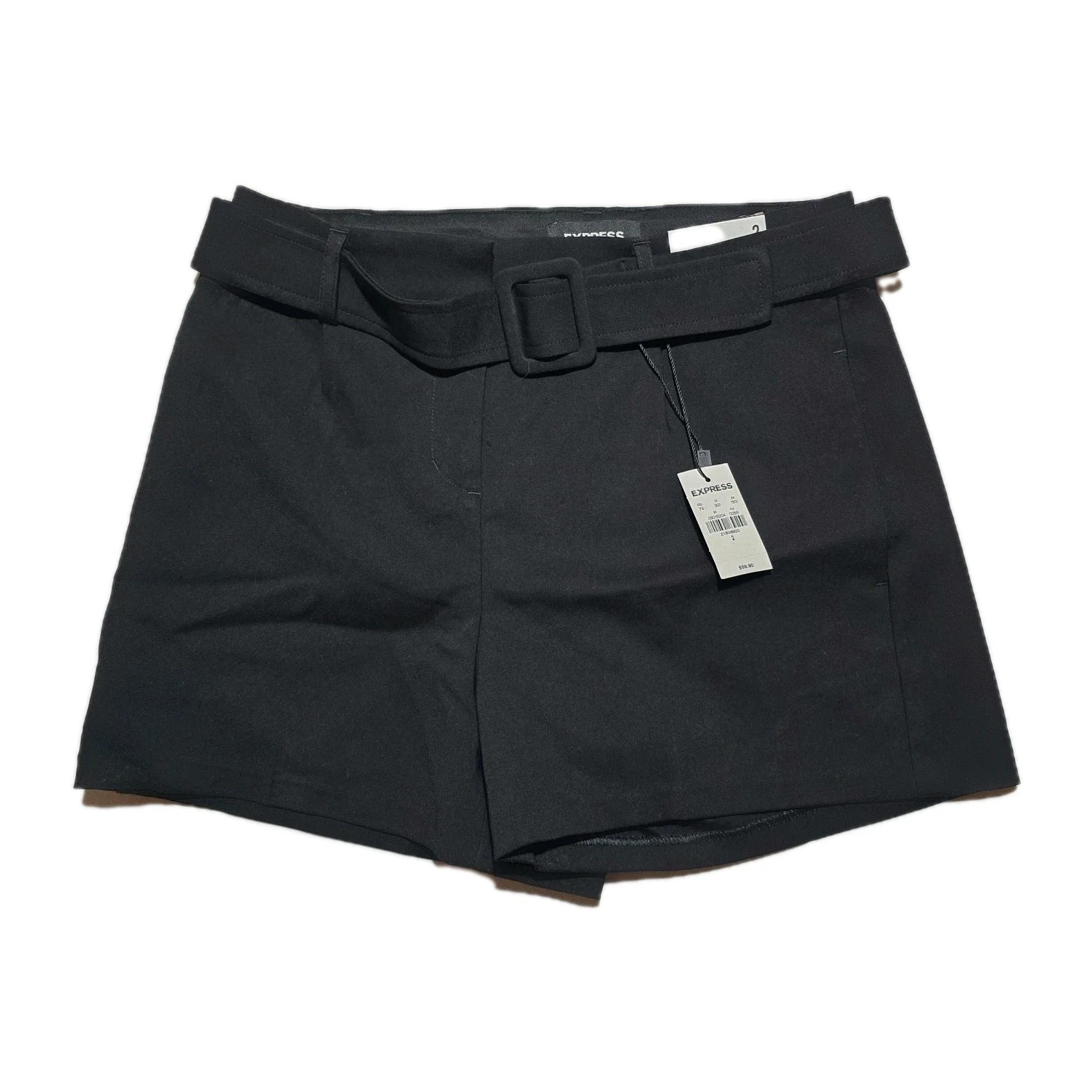 Express Size Medium Black Linen Blend Shorts Shortie High Rise Paperbag Waist