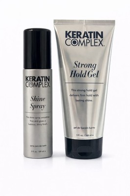 Keratin Complex Shine Spray 3oz + Strong Hold Gel 5oz   New Not Sealed 