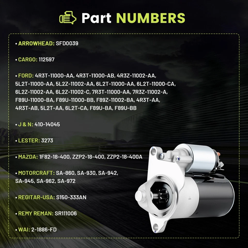 Genuine OE Starter Motor Fit 1998-2010 Mercury Mountaineer 1998-2007 Mazda B4000 Foto 2 de 4