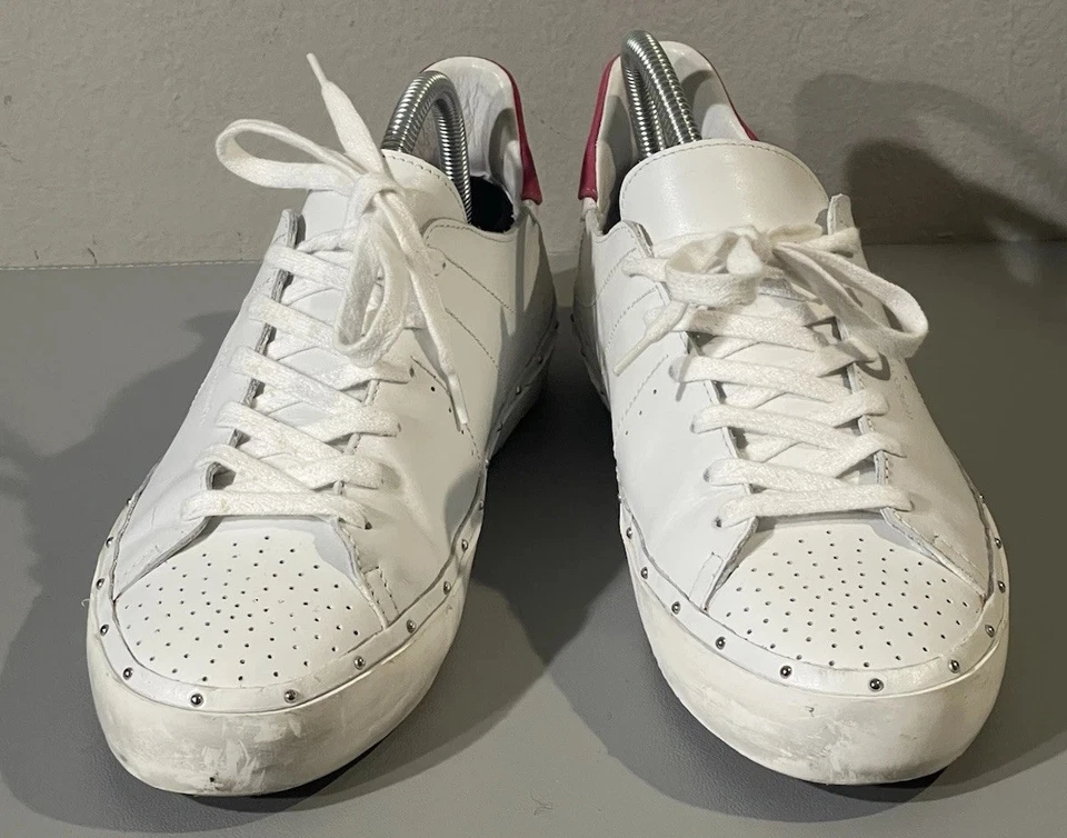 Zapatillas Mujer Rebecca Minkoff Italia Cuero Tachonado Acentos Blanco Rosa S 10 Foto 4 de 4