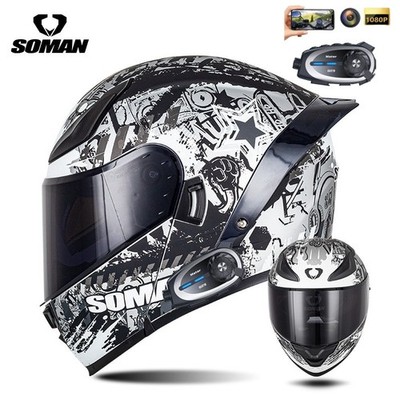 Bluetooth Motorcycle Helmet with Intercom Camera DOT Certified Helmet