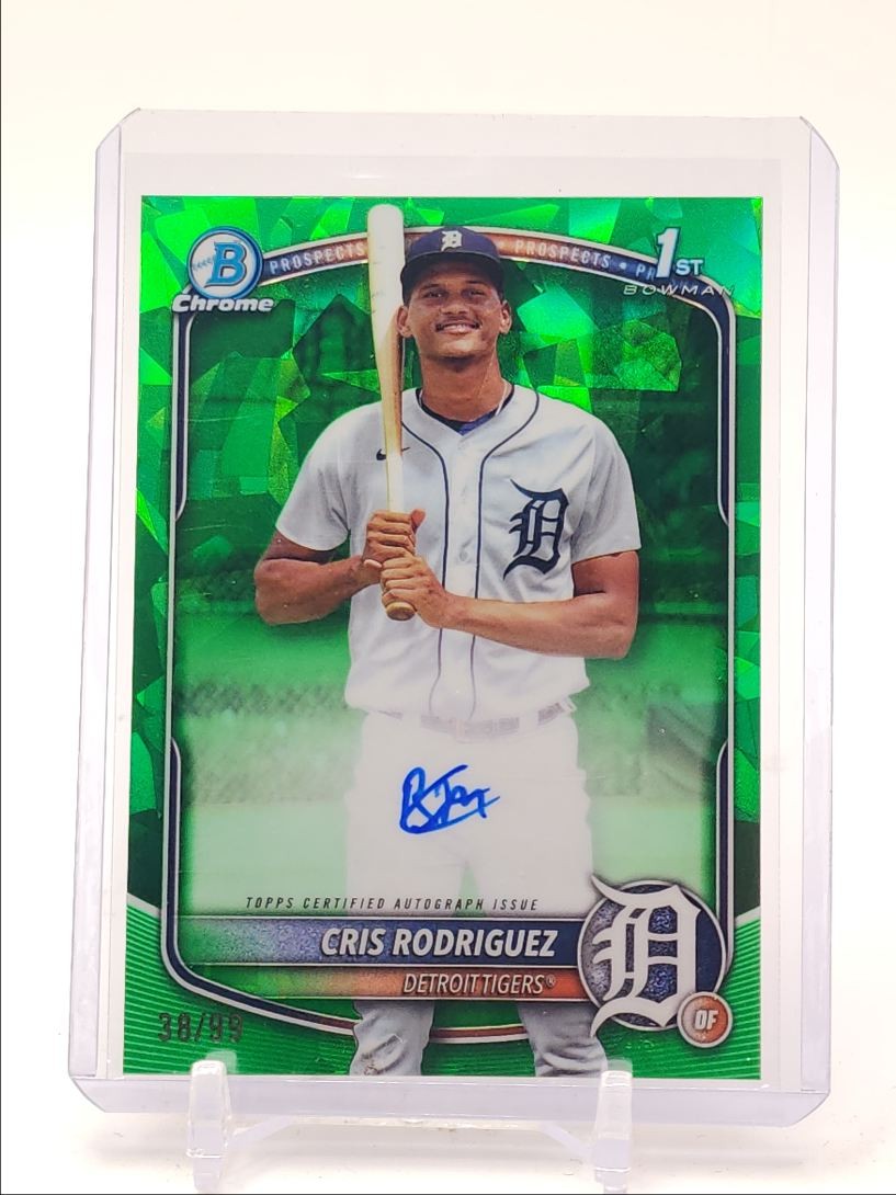 CRIS RODRIGUEZ 2025 BOWMAN CHROME 1ST SAPPHIRE GREEN AUTO /99 Q4302