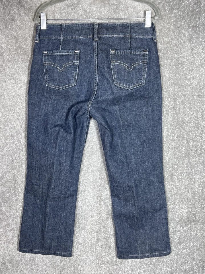 Pantalones de mezclilla halógenos cortos al tobillo para mujer talla 6 azules elásticos bolsillos para piernas rectas Foto 2 de 4